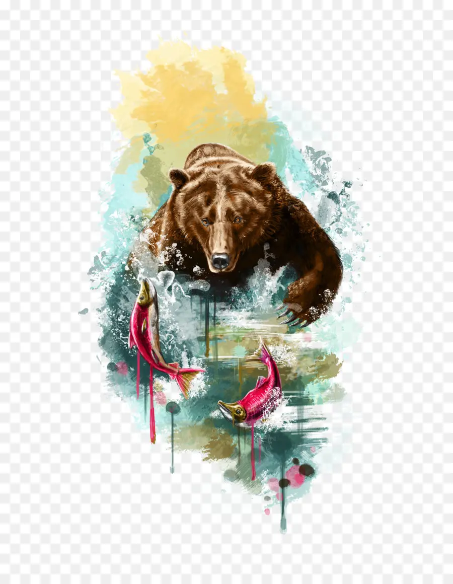 медведь，акварель живопись PNG