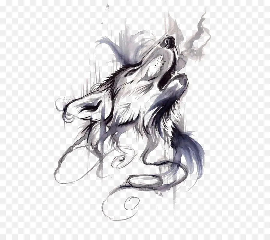 серый волк，татуировки PNG