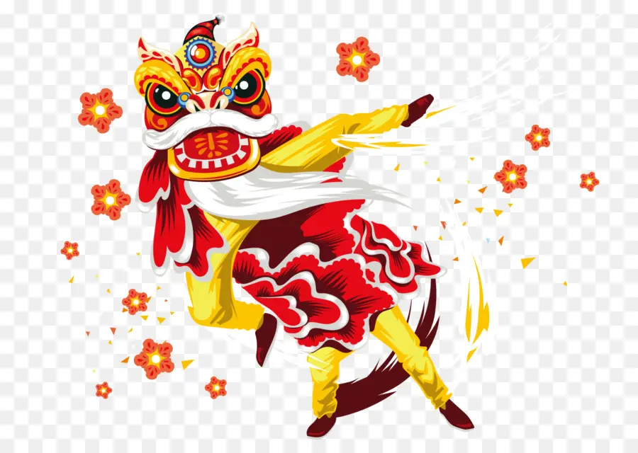 танец Льва，Китайский Новый год PNG