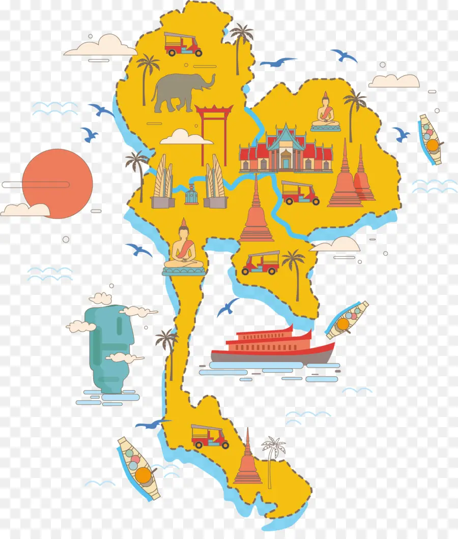 Таиланд，векторная карта PNG