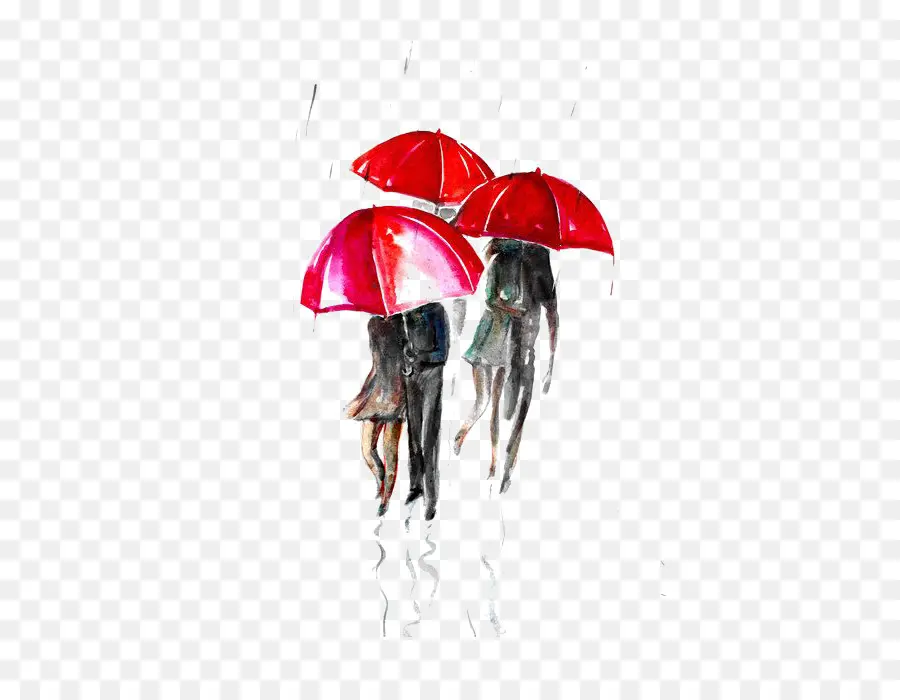Парижская улица в дождливый день，зонтик PNG