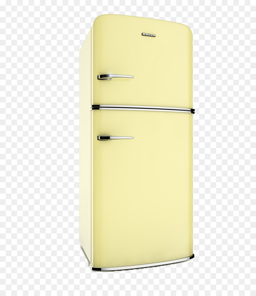 Старый желтый холодильник