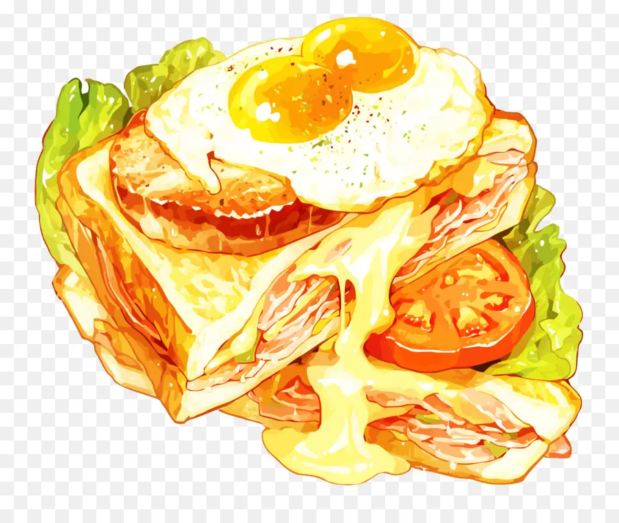 завтрак，бутерброд с сыром PNG