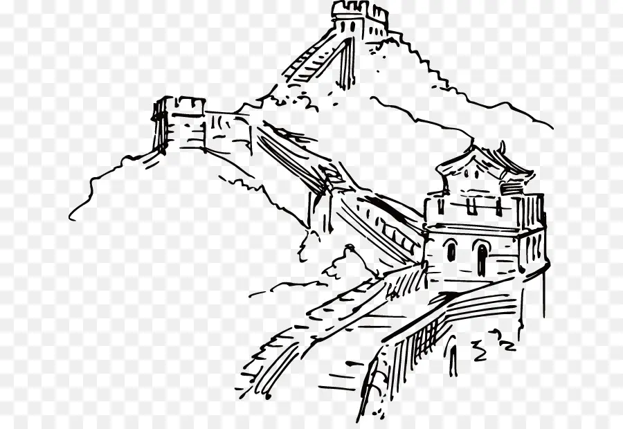 великая Китайская стена，мыть чернила живопись PNG