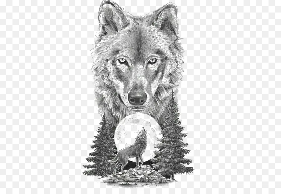 серый волк，татуировки PNG