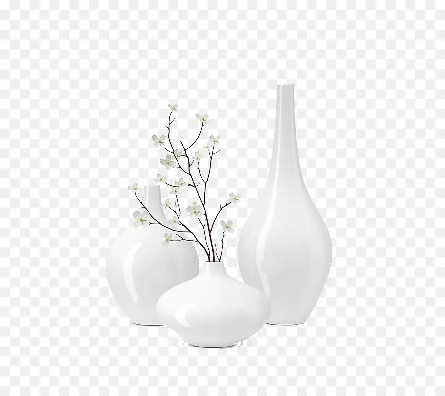 ваза，белый PNG