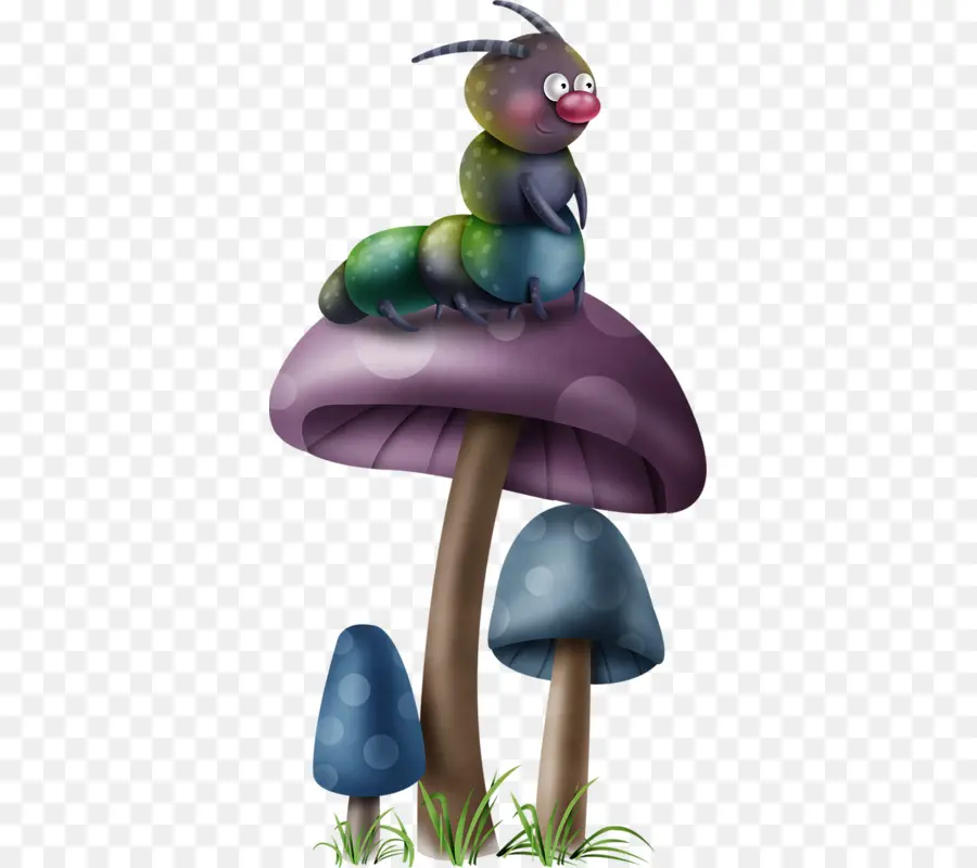 гриб，гусеница PNG