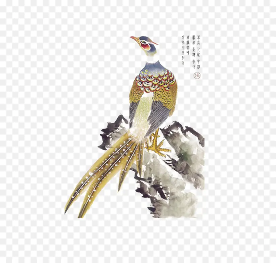 птица，китайская живопись PNG