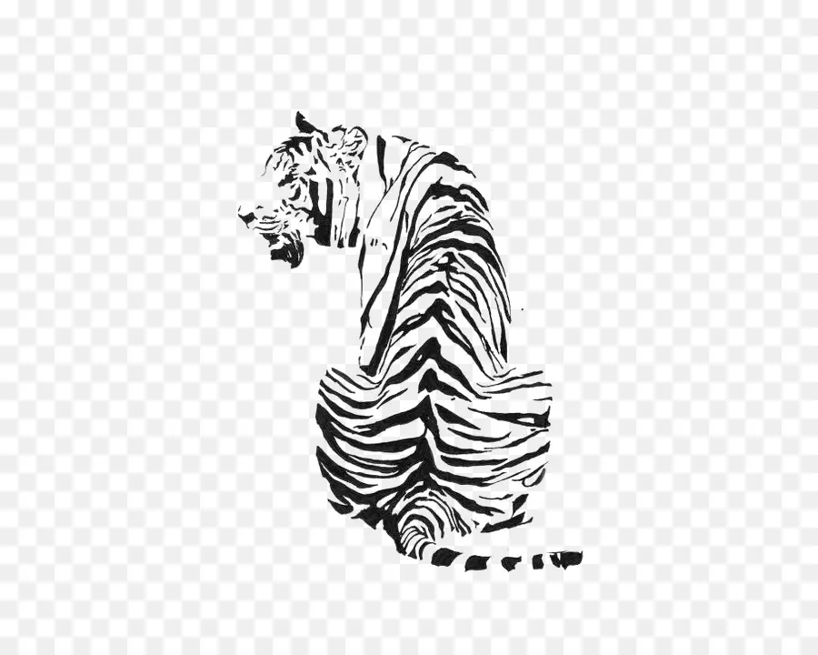 тигр，черный и белый PNG