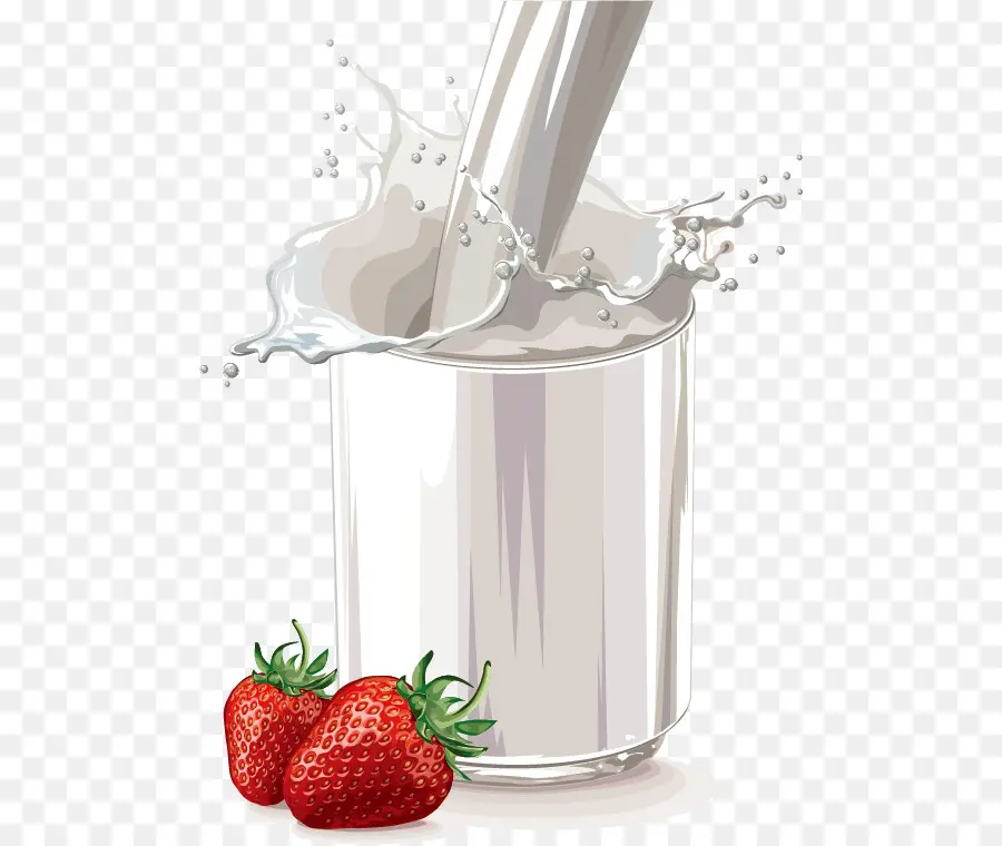молоко，клубничный PNG