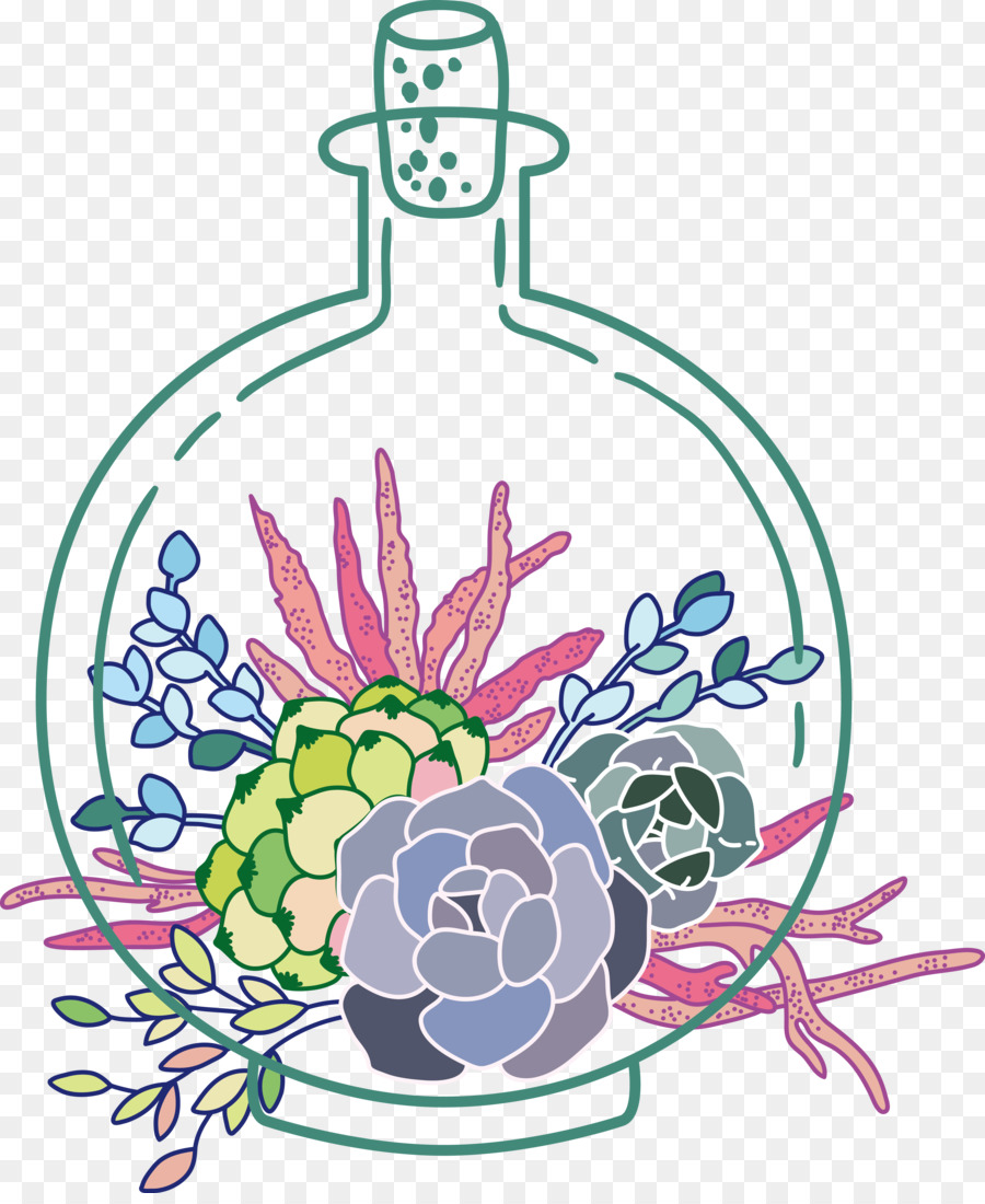 цветочный дизайн，ваза PNG