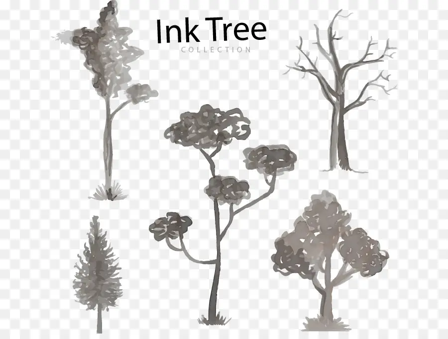 черный и белый，дерево PNG