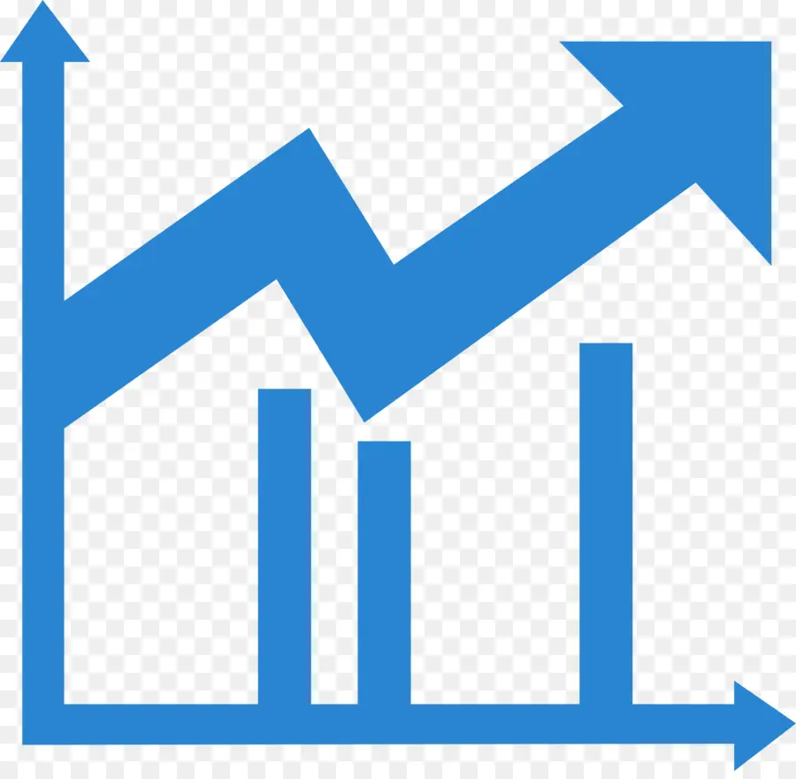 Синяя гистограмма с зигзагообразной стрелкой вверх，График PNG
