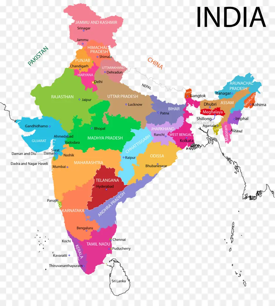 Индия，Штаты и территории Индии PNG