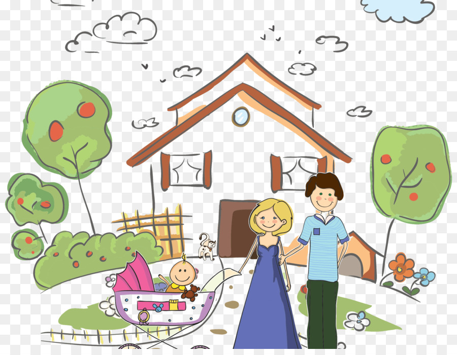 Семья в домике рисунок