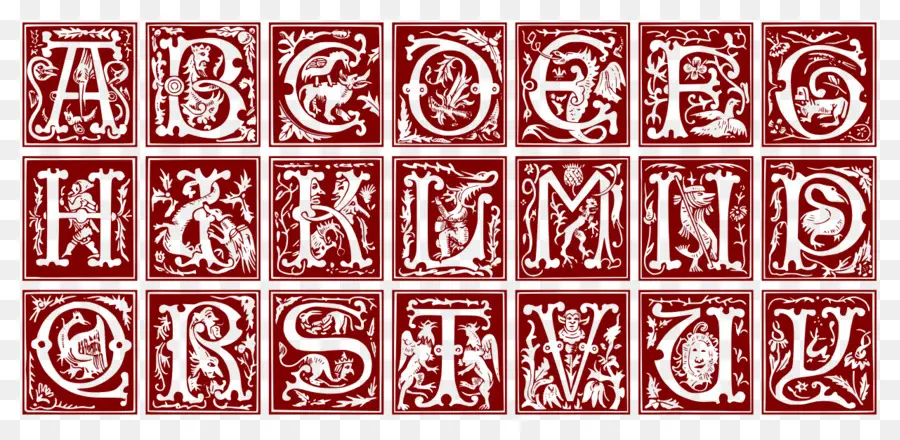 16 века，книга декоративные алфавиты древних средневековых PNG