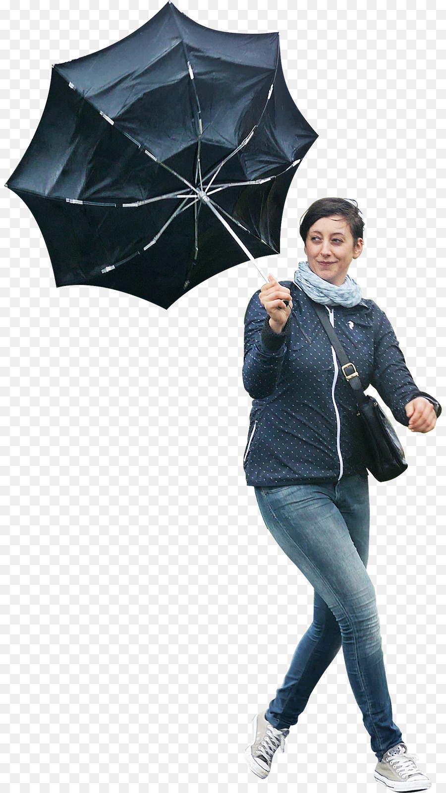 Человек с прозрачным зонтом