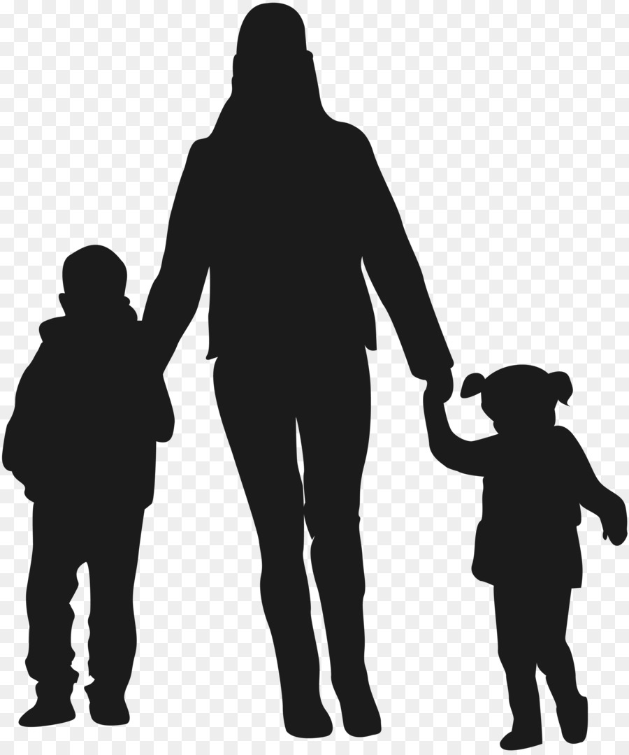 Силуэт женщины с двумя детьми