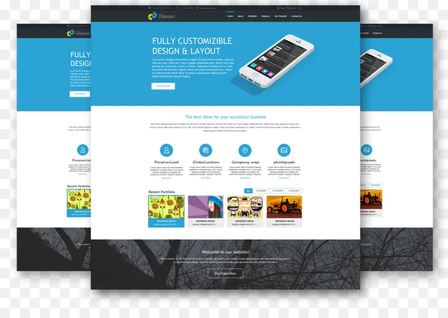 отзывчивый веб дизайн，макет страницы PNG