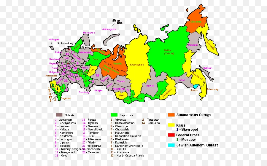 областей России，республиках России PNG