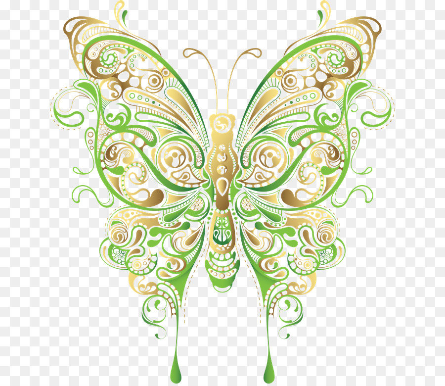 бабочка，цветочный дизайн PNG