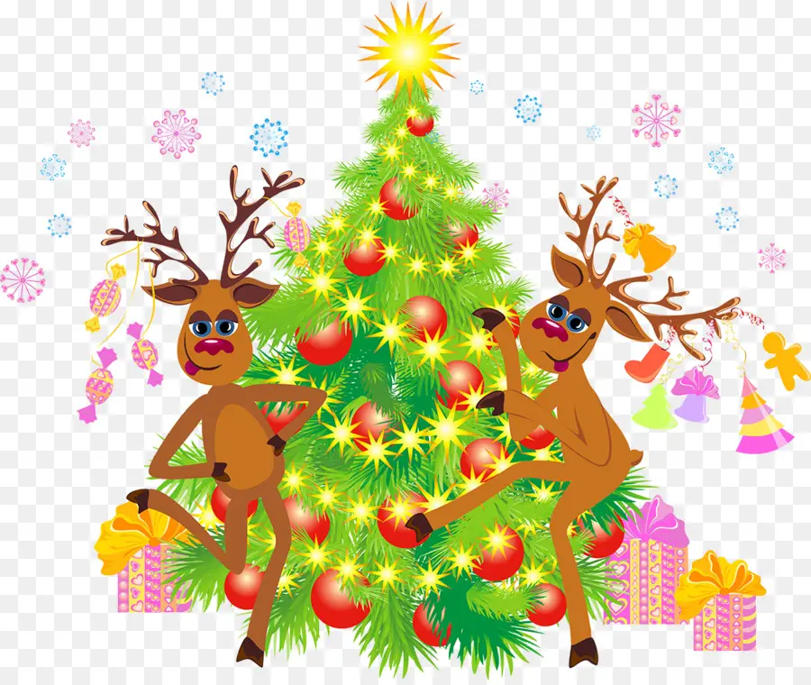 Рождественская елка，Reindeer PNG