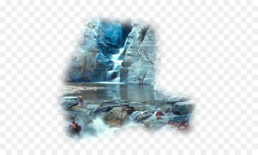 водопад，рок PNG