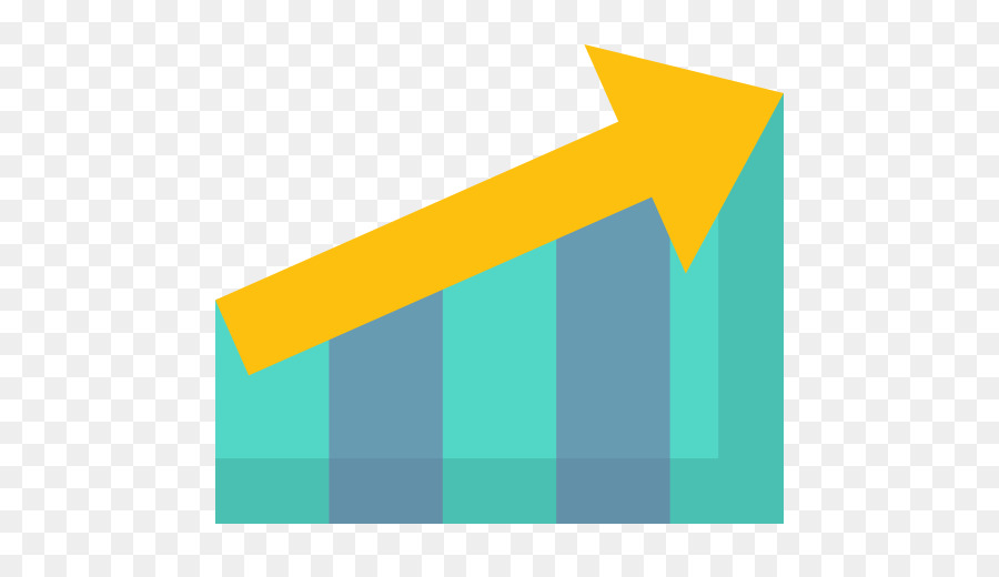 Желтая стрелка вверх с гистограммой，Рост PNG