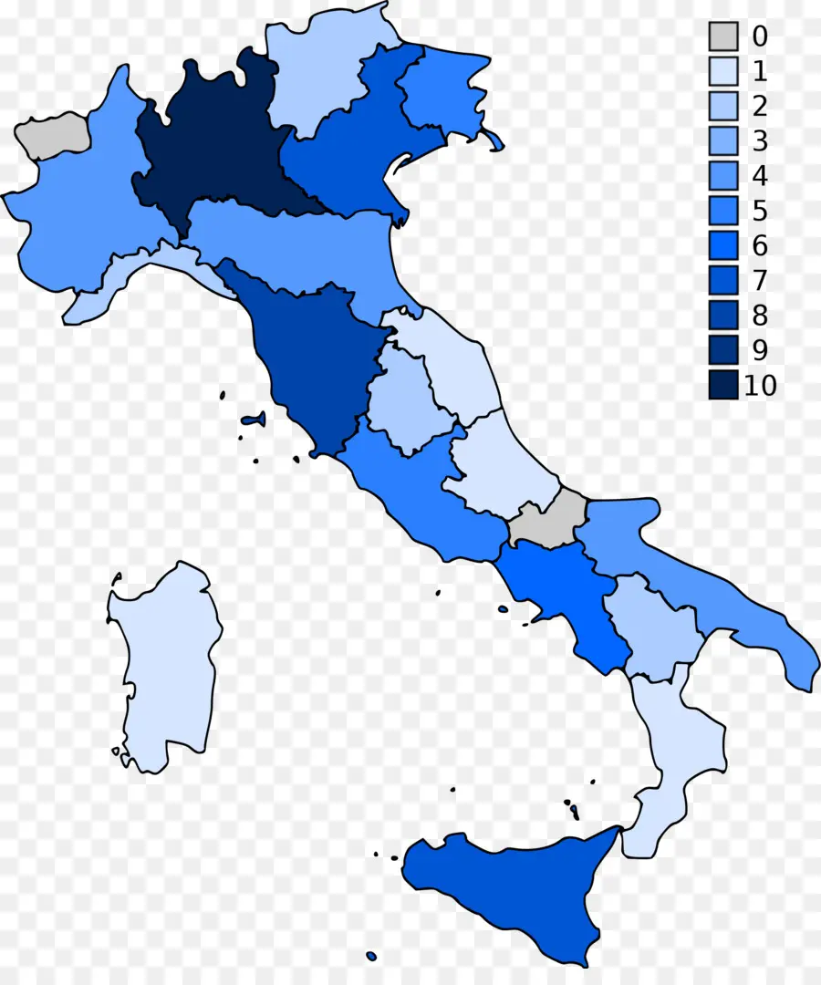 Карта Италии，регионы PNG