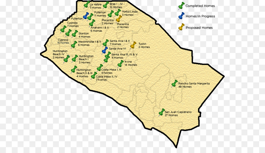 хабитат для человечества округа ориндж，карте PNG