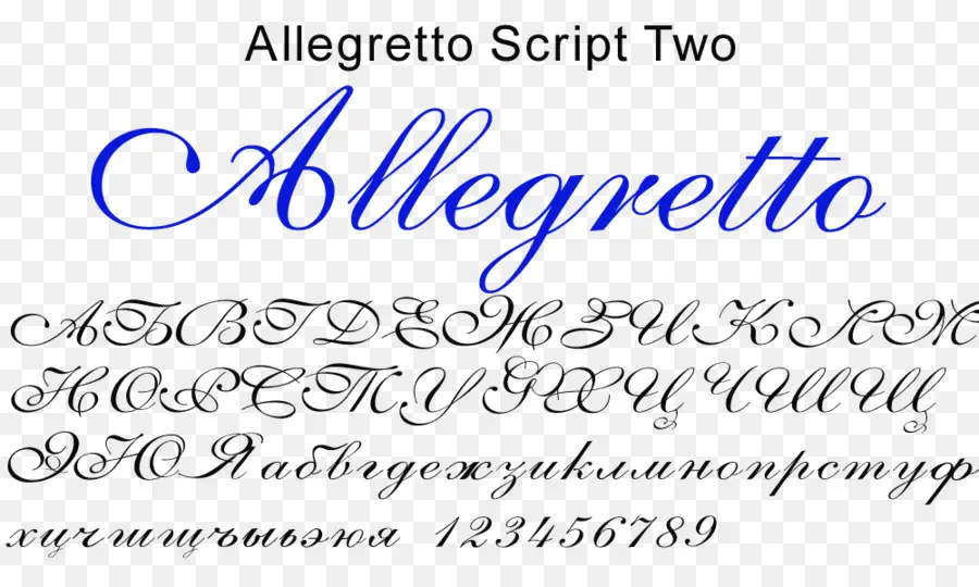 Шрифт Allegretto Script，Скрипт PNG