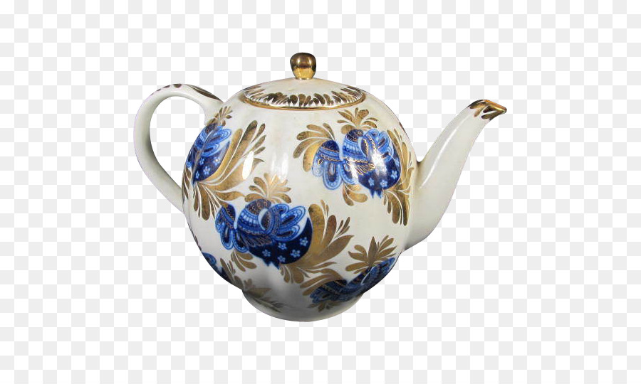 чайничек，синий и белый керамика PNG