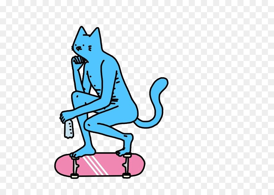 наклейка，скейтборд кошка PNG