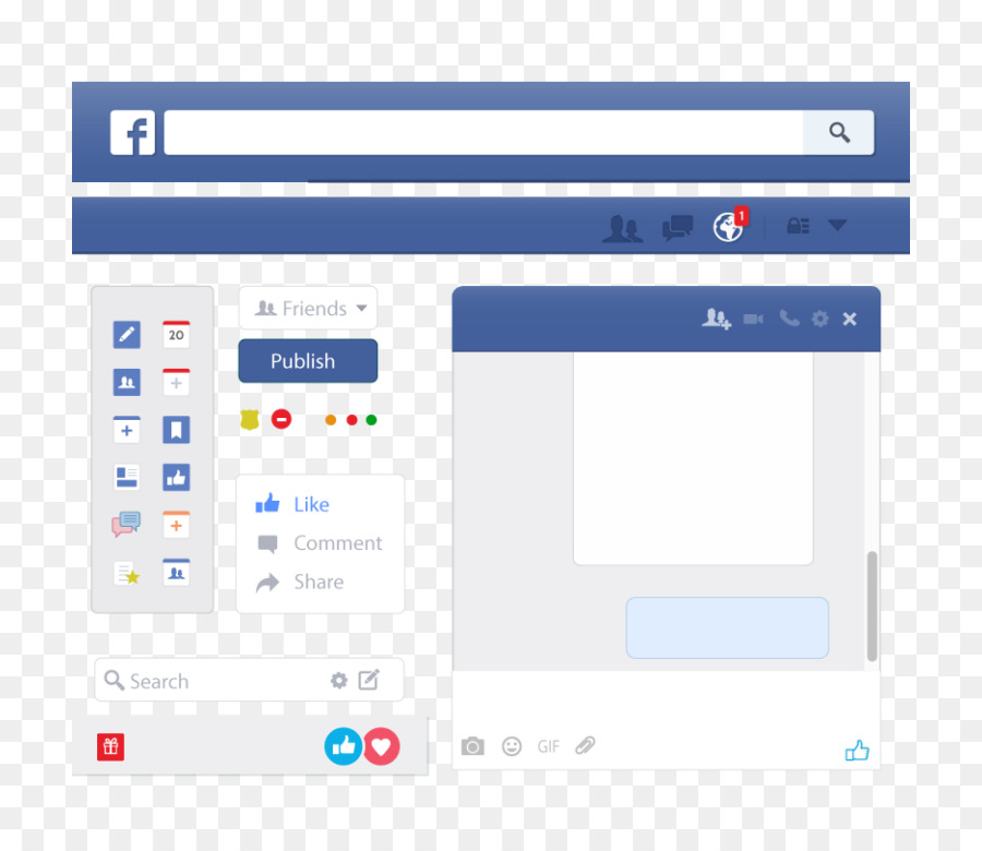 Интерфейс Facebook，социальные сети PNG
