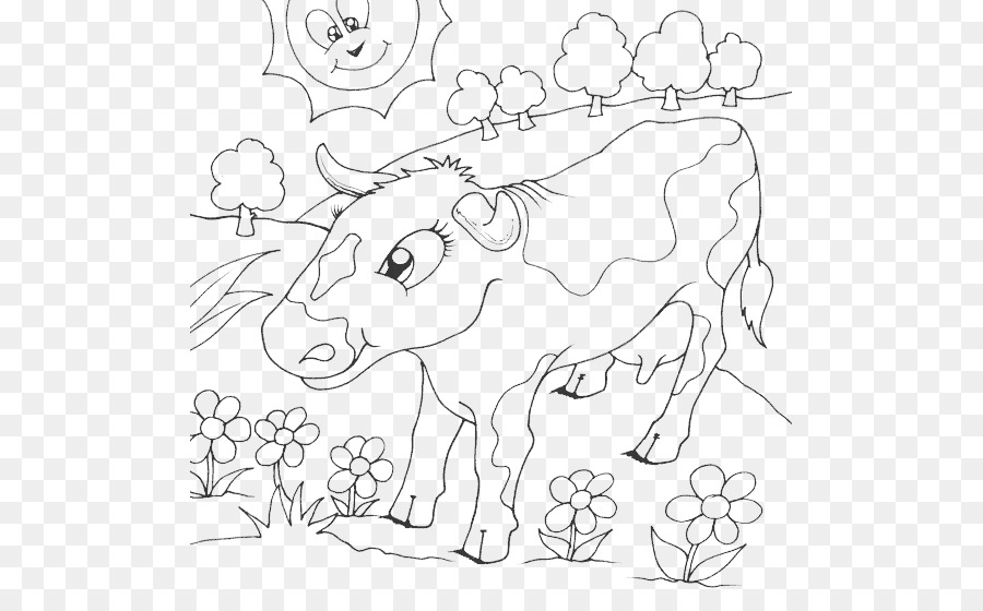 крупный рогатый скот，книжка раскраска PNG