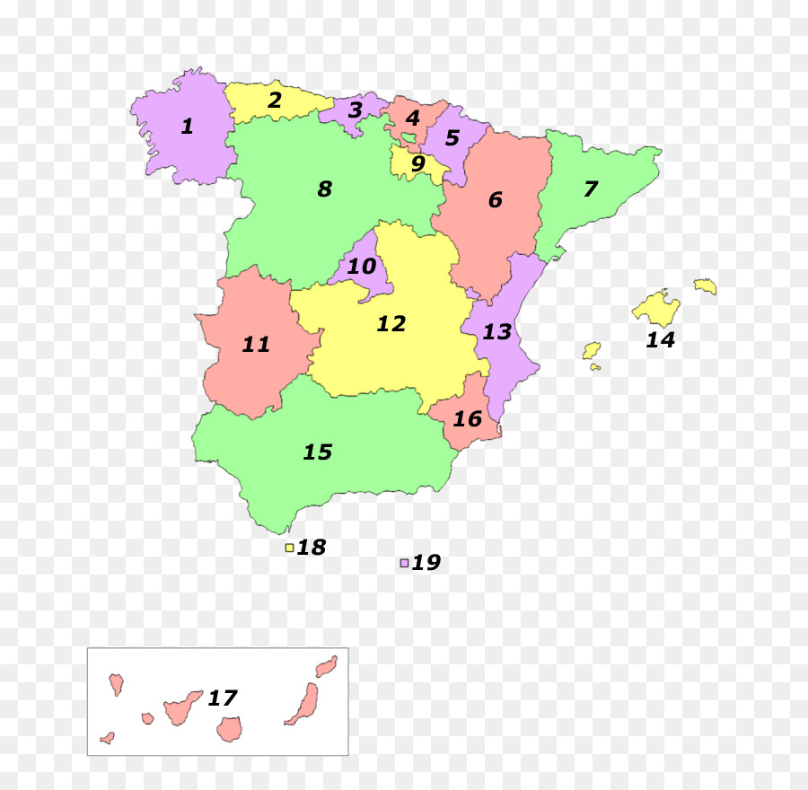 Карта испании с регионами для тахографа