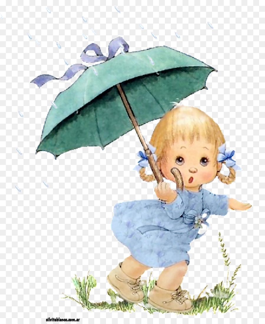 Ребенок под зонтиком дождик
