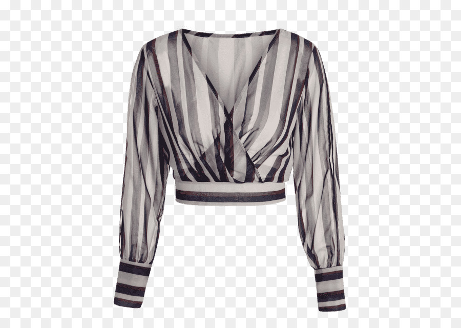 Дизайнерская блуза в полоску. Полосатая блузка синяя. Black and White Stripes long sleeved Top PNG. Kadin Triko Crop Bluz on a White background.