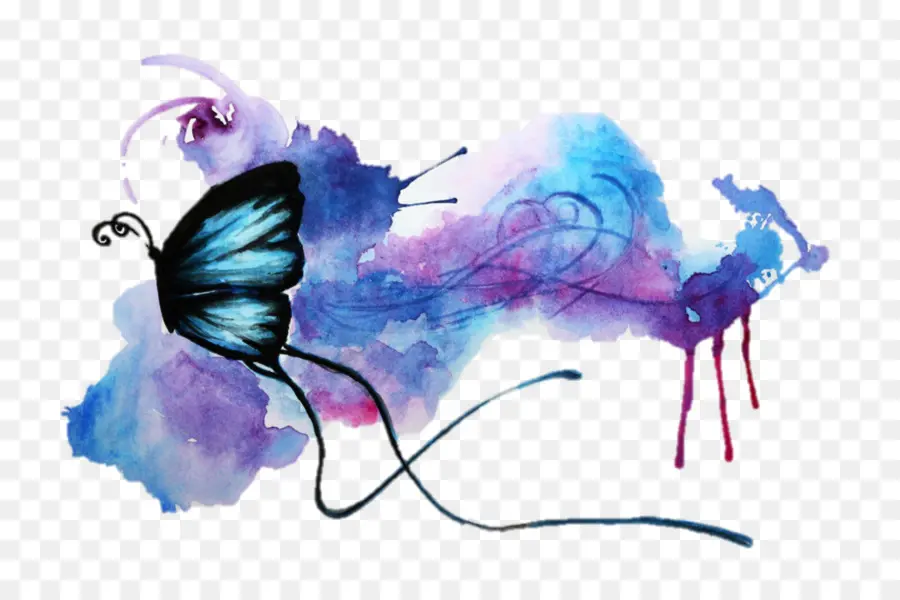 бабочка，акварельная живопись PNG