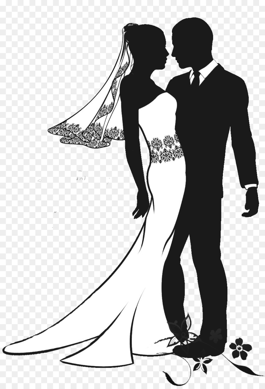 Жених и невеста черно белые