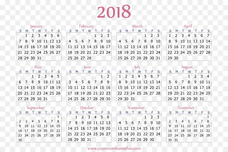календарь，2018 PNG
