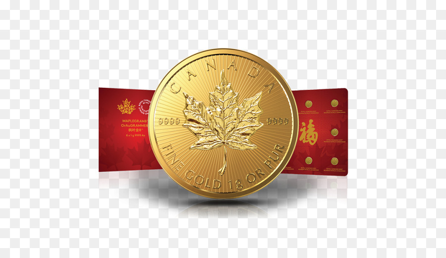 канадский золотой кленовый лист，монета PNG