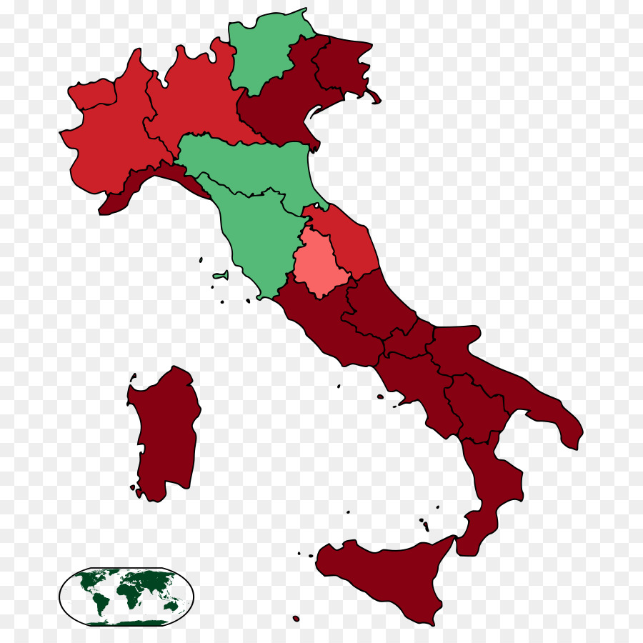Итальянский конституционный референдум 2016，регионы Италии PNG
