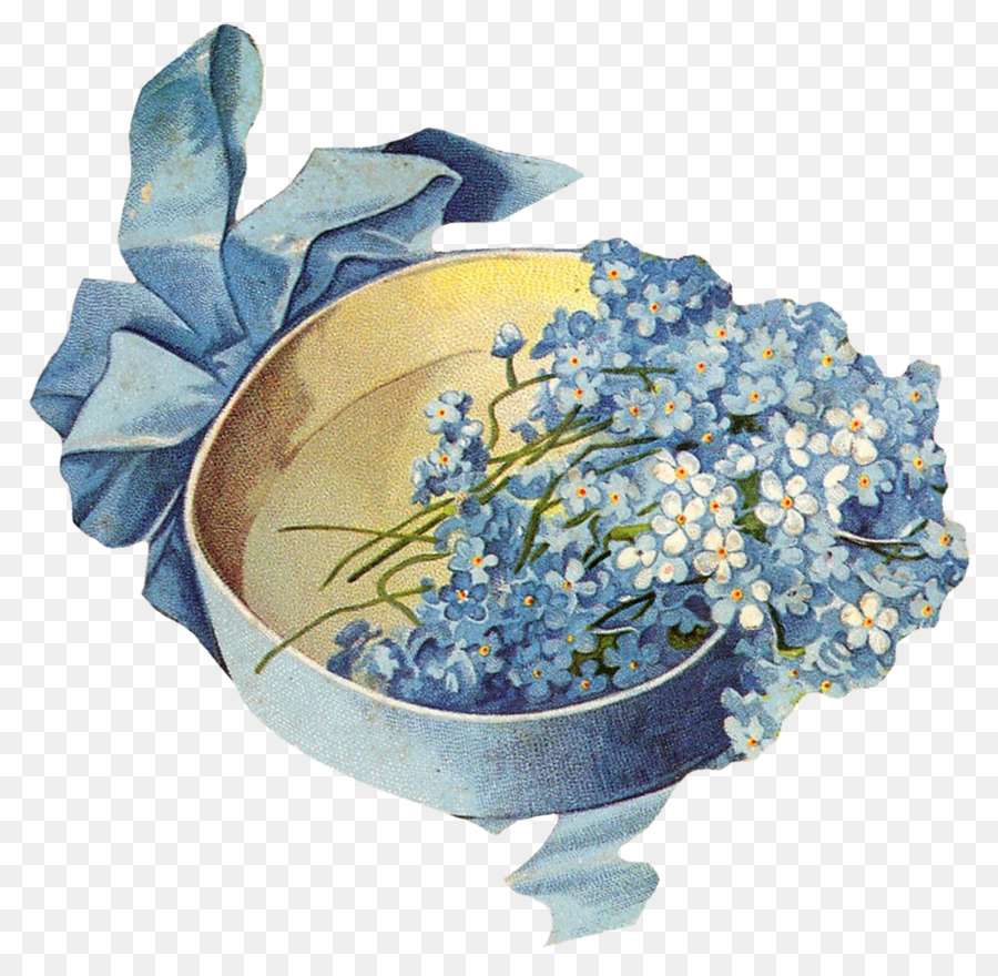 Голубые цветы для декупажа