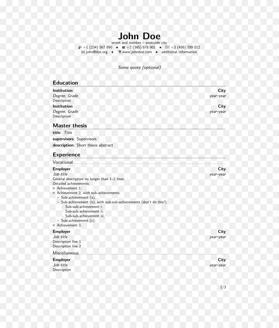 Resume，Template PNG