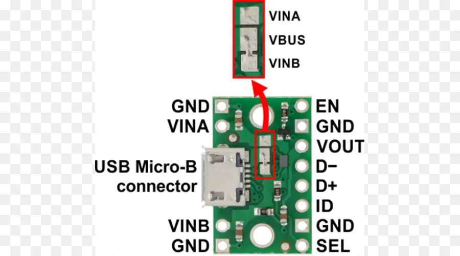 Плата разъема Usb Micro B，схема PNG