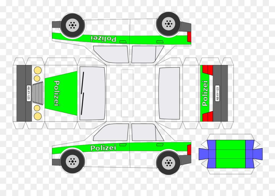 Полицейская машина，Бумажная модель PNG