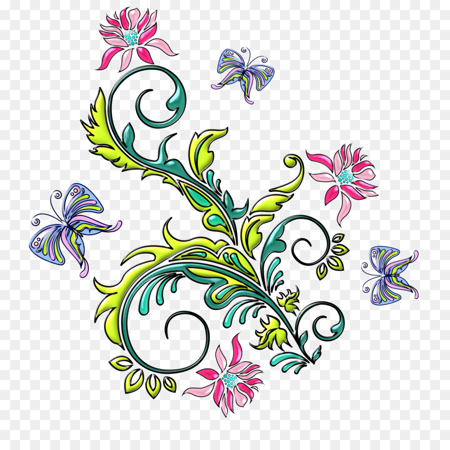 Цветной графический орнамент цветы