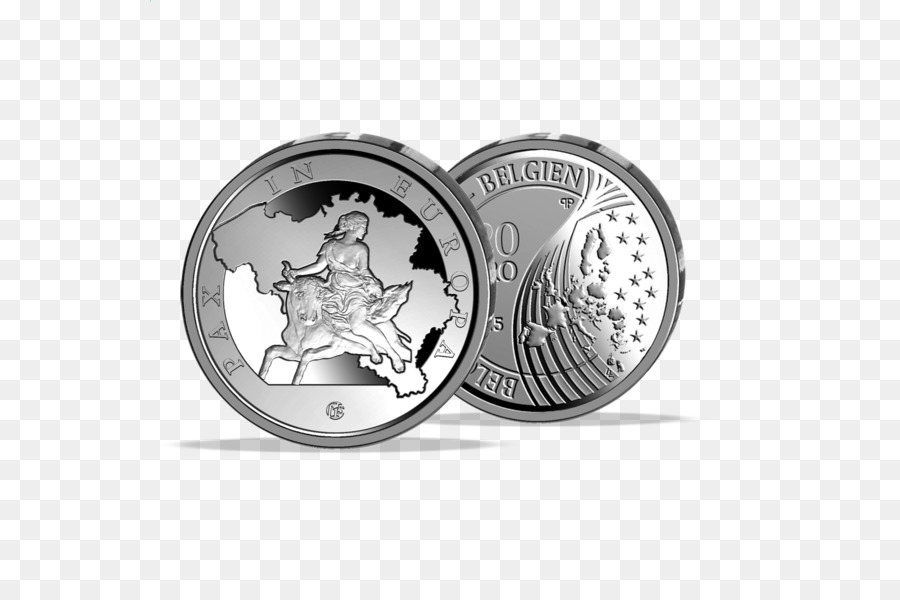 Серебро，Бельгийские монеты евро PNG