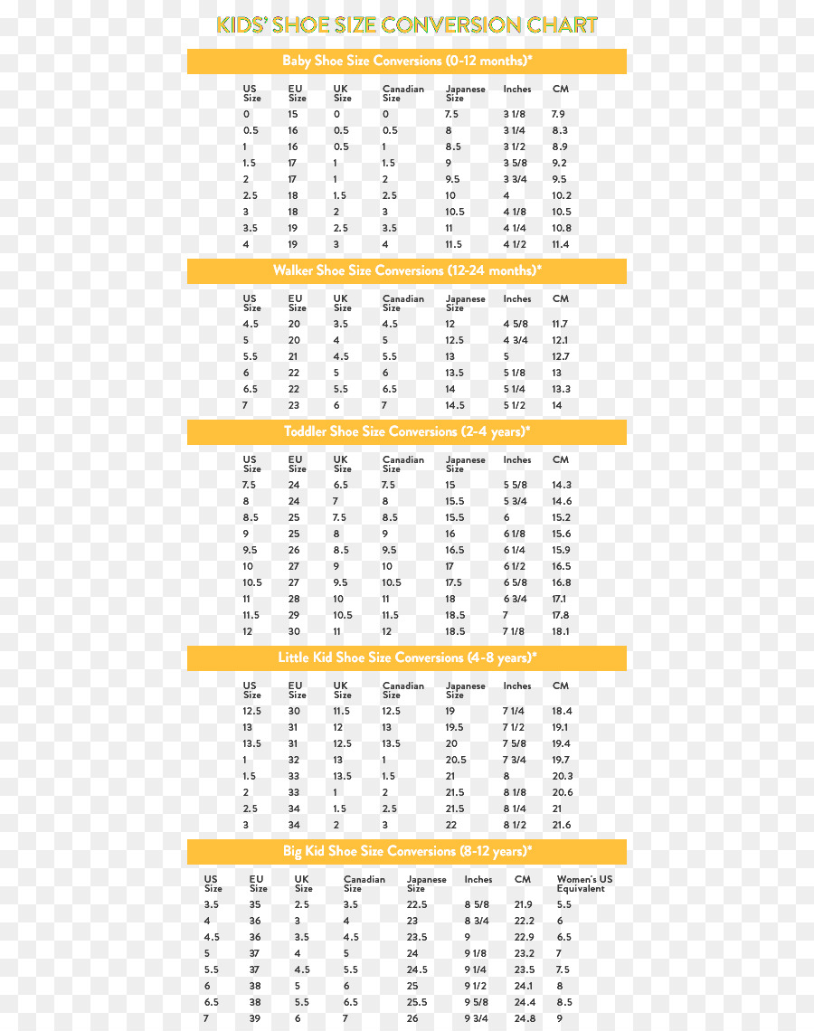 size chart sepatu vans